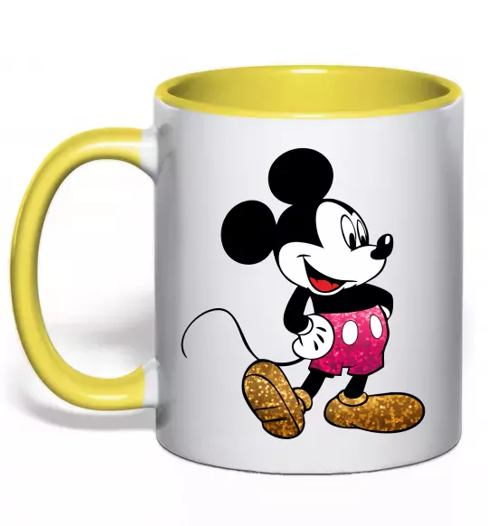 Чашка с цветной ручкой Mickey Mouse sparkles Солнечно желтый фото