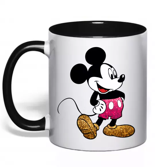 Чашка с цветной ручкой Mickey Mouse sparkles Черный фото