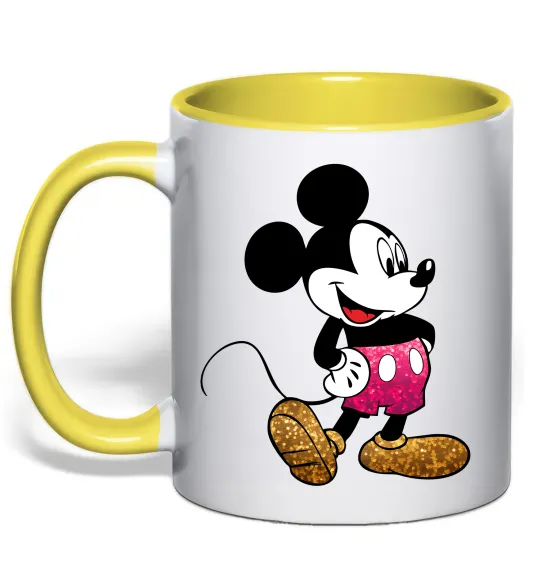 Чашка с цветной ручкой Mickey Mouse sparkles Лимонный фото