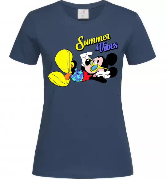 Женская футболка Summer vibes Mickey Темно-синий фото