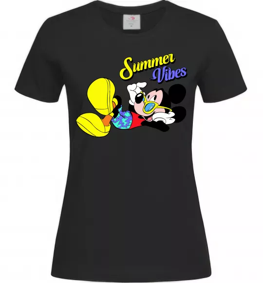Женская футболка Summer vibes Mickey Черный фото