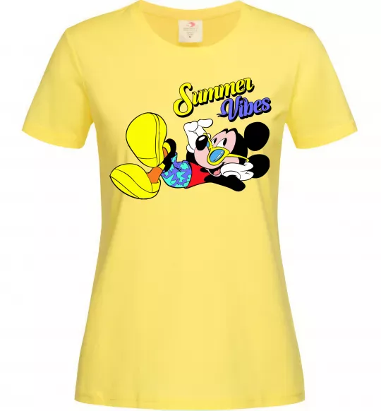 Женская футболка Summer vibes Mickey Лимонный фото