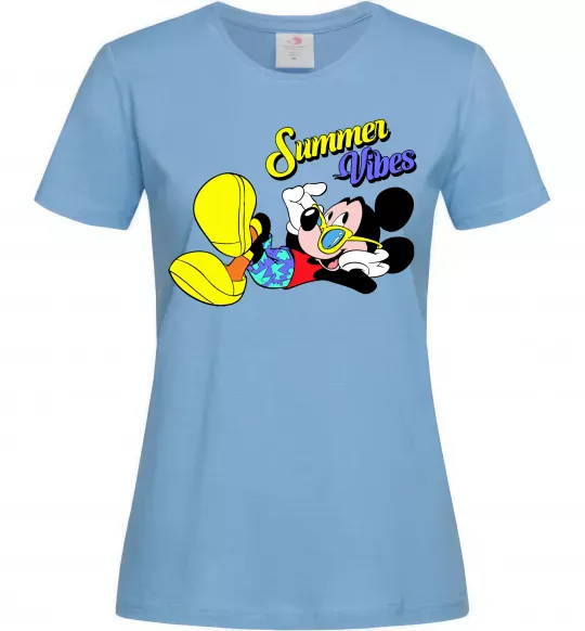 Женская футболка Summer vibes Mickey Голубой фото