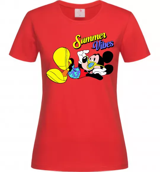 Женская футболка Summer vibes Mickey Красный фото