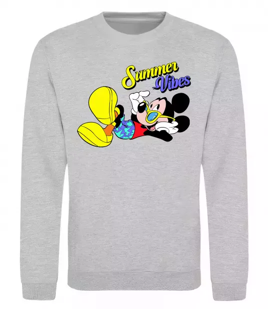 Світшот Summer vibes Mickey Сірий меланж фото
