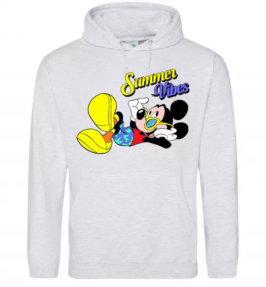 Жіноча толстовка (худі) Summer vibes Mickey Сірий меланж фото