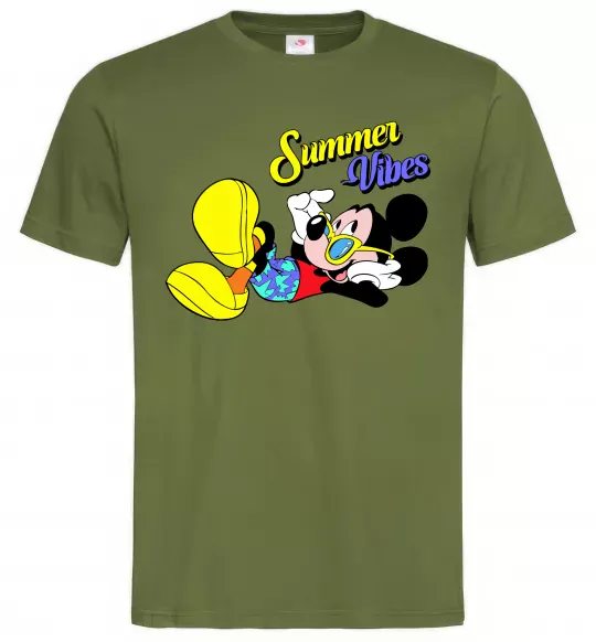 Чоловіча футболка Summer vibes Mickey Оливковий фото