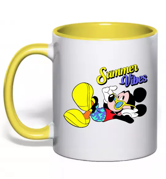 Чашка с цветной ручкой Summer vibes Mickey Солнечно желтый фото