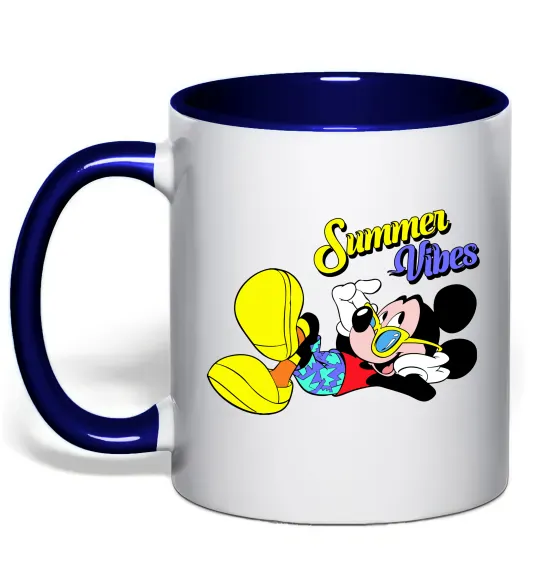 Чашка с цветной ручкой Summer vibes Mickey Глубокий темно-синий фото