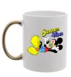 Чашка с цветной ручкой Summer vibes Mickey Золото фото