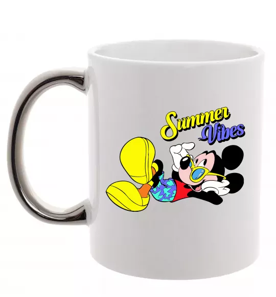 Чашка с цветной ручкой Summer vibes Mickey Серебро фото