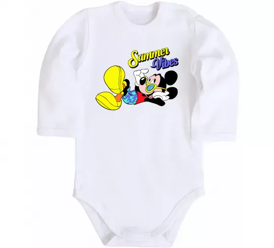 Дитячий бодік Summer vibes Mickey Білий фото