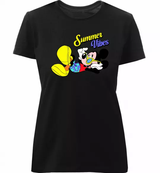 Жіноча преміум футболка Summer vibes Mickey Чорний фото