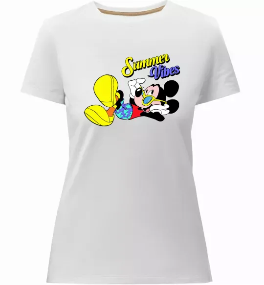Жіноча преміум футболка Summer vibes Mickey Білий фото