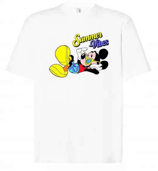 Футболка Оверсайз Summer vibes Mickey Білий фото