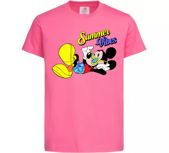 Детская футболка Summer vibes Mickey Ярко-розовый фото