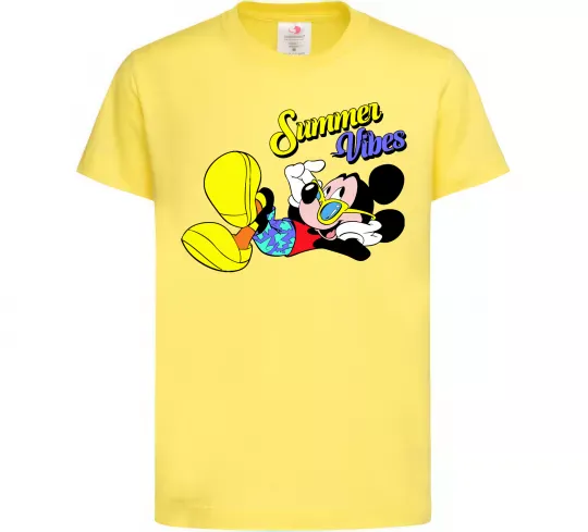 Детская футболка Summer vibes Mickey Лимонный фото