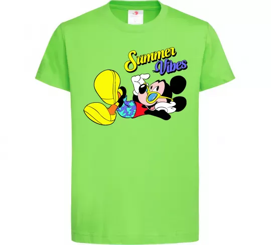 Детская футболка Summer vibes Mickey Лаймовый фото