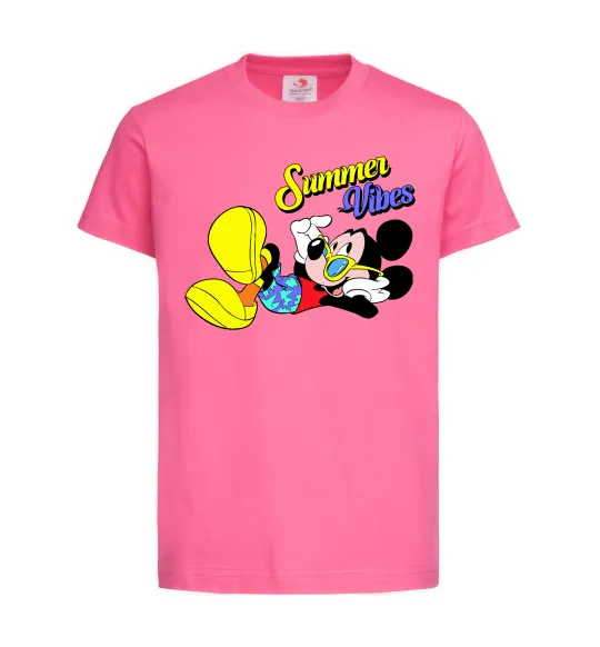 Детская футболка Summer vibes Mickey Ярко-розовый фото