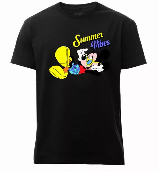 Мужская премиум футболка Summer vibes Mickey Черный фото
