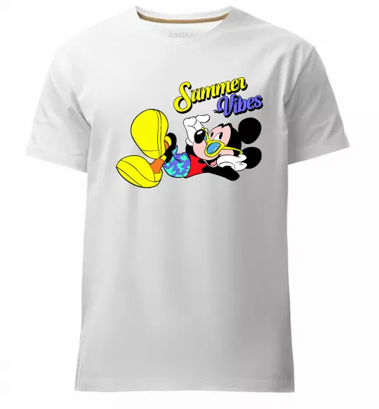 Мужская премиум футболка Summer vibes Mickey Белый фото