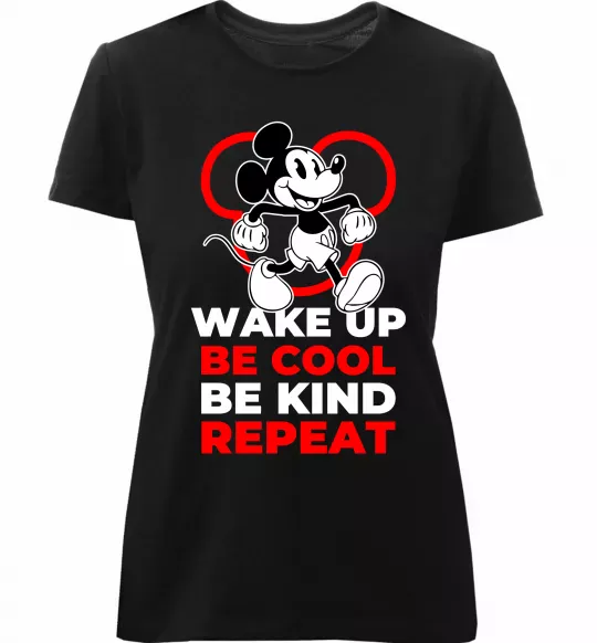 Женская премиум футболка Be cool be kind Черный фото