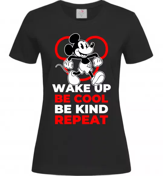 Жіноча футболка Be cool be kind Чорний фото
