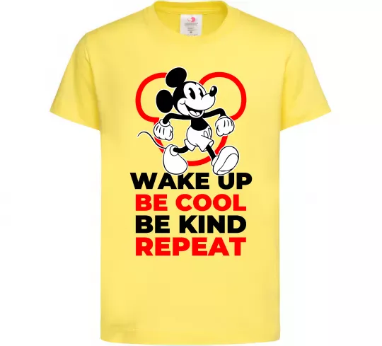 Детская футболка Be cool be kind Лимонный фото