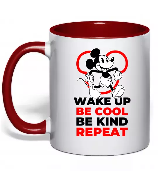 Чашка з кольоровою ручкою Be cool be kind Червоний фото