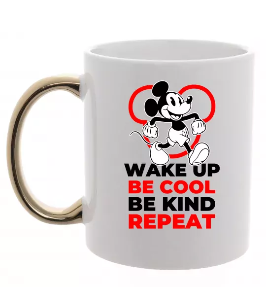 Чашка з кольоровою ручкою Be cool be kind Золото фото