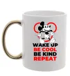 Чашка з кольоровою ручкою Be cool be kind Золото фото