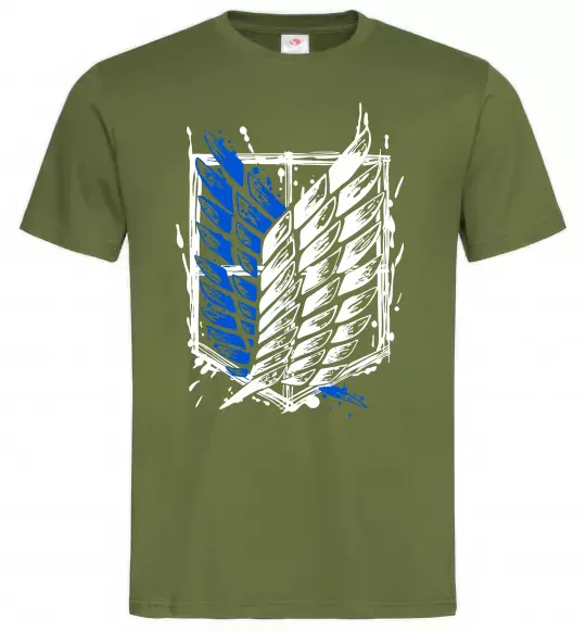 Мужская футболка Атака титанів розвідувальний корпус Оливковый фото