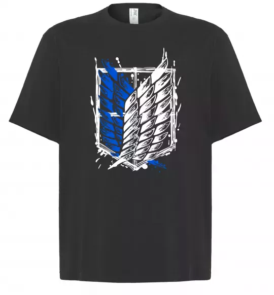 Футболка Оверсайз Атака титанів розвідувальний корпус Черный фото