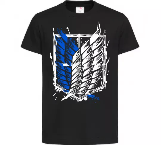 Дитяча футболка Атака титанів розвідувальний корпус Чорний фото