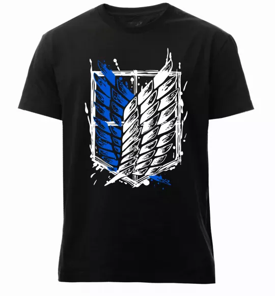 Мужская премиум футболка Атака титанів розвідувальний корпус Черный фото