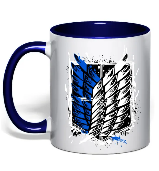 Чашка з кольоровою ручкою Атака титанів розвідувальний корпус Глибокий темно-синій фото