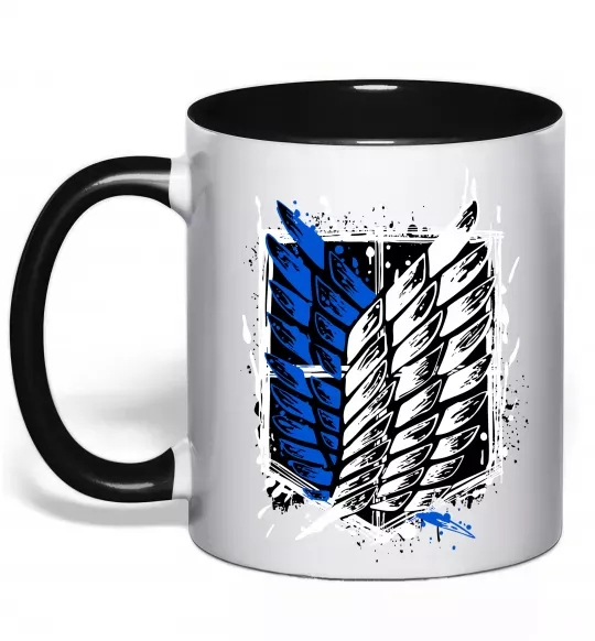 Чашка з кольоровою ручкою Атака титанів розвідувальний корпус Чорний фото