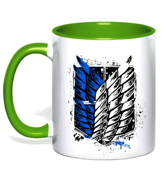 Чашка з кольоровою ручкою Атака титанів розвідувальний корпус Лаймовий фото