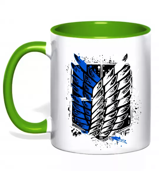 Чашка з кольоровою ручкою Атака титанів розвідувальний корпус Зелений фото