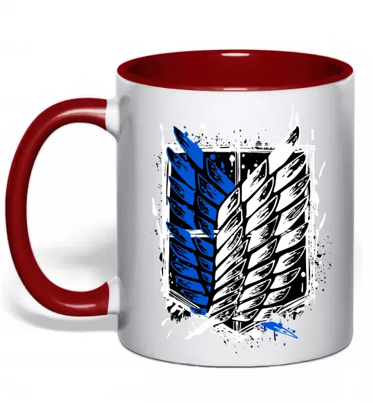 Чашка з кольоровою ручкою Атака титанів розвідувальний корпус Червоний фото