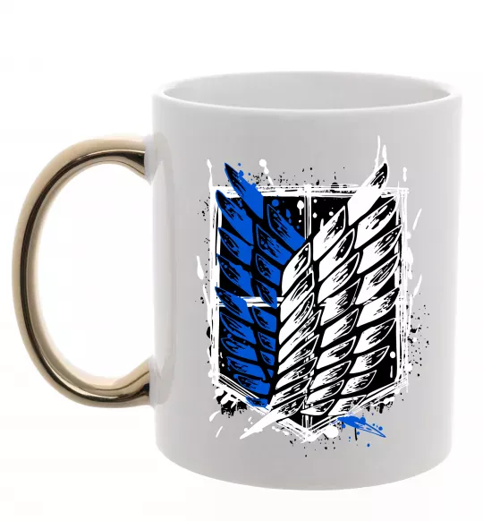 Чашка з кольоровою ручкою Атака титанів розвідувальний корпус Золото фото