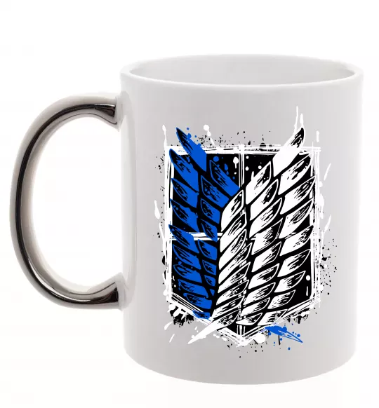 Чашка з кольоровою ручкою Атака титанів розвідувальний корпус Срібло фото