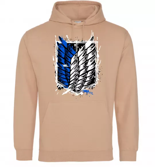 Чоловіча толстовка (худі) Атака титанів розвідувальний корпус Пісочний фото