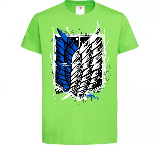 Дитяча футболка Атака титанів розвідувальний корпус Лаймовий фото