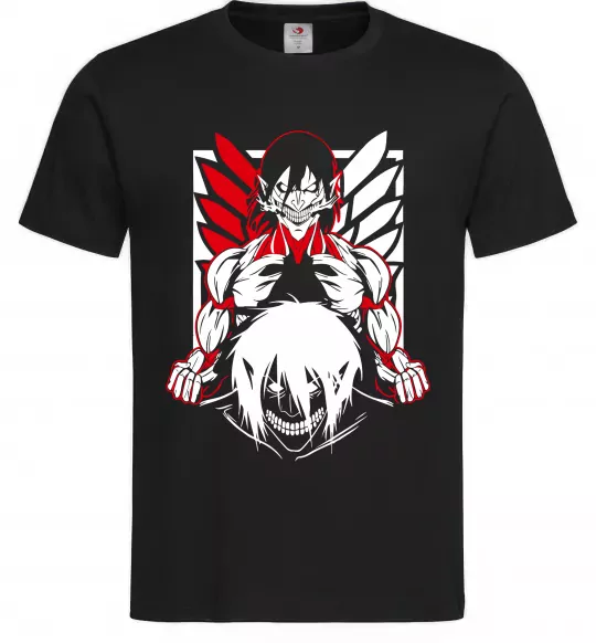 Мужская футболка Атака титанів Ерен Черный фото