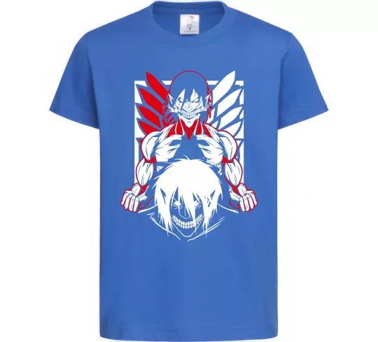 Дитяча футболка Атака титанів Ерен Яскраво-синій фото