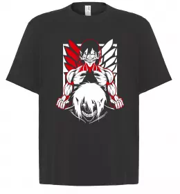 Футболка Оверсайз Атака титанів Ерен Черный фото