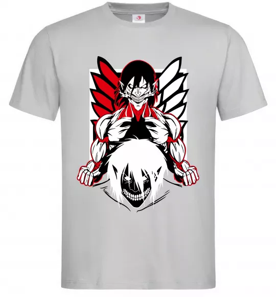 Мужская футболка Атака титанів Ерен Серый фото