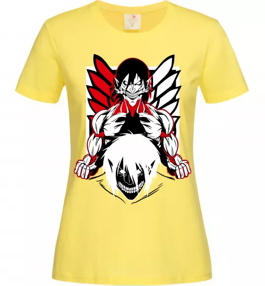 Женская футболка Атака титанів Ерен Лимонный фото