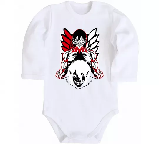 Дитячий бодік Атака титанів Ерен Білий фото